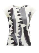 Matchesfashion.com Pleats Please Issey Miyake - Zigzag-print Technical-pleated Top - Womens - Black White