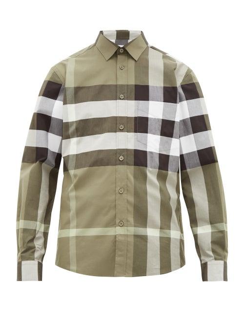 Matchesfashion.com Burberry - Oversize Check Cotton Shirt - Mens - Green
