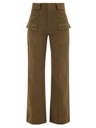 Petar Petrov - Gaspar Cotton-blend Wide-leg Trousers - Womens - Dark Green