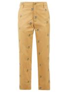Matchesfashion.com Golden Goose Deluxe Brand - Floral Embroidered Straight Leg Twill Trousers - Womens - Beige Multi