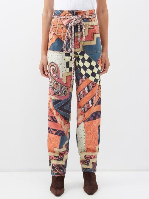 Etro - Louise Printed Patchworked Cotton Trousers - Womens - Multi