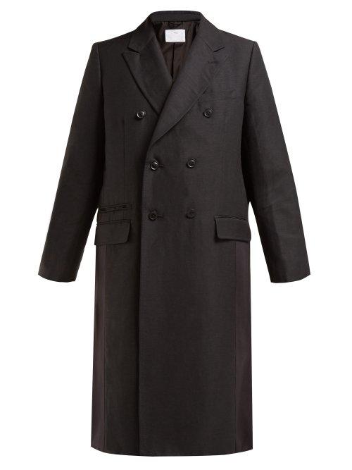Matchesfashion.com Toga - Pvc Panelled Wool And Linen Blend Coat - Womens - Black