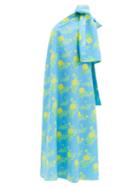 Matchesfashion.com Bernadette - Winnie Floral-print Bow-shoulder Dress - Womens - Blue Multi
