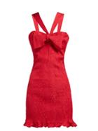 Matchesfashion.com Alexachung - Bow Embellished Crepe Mini Dress - Womens - Red