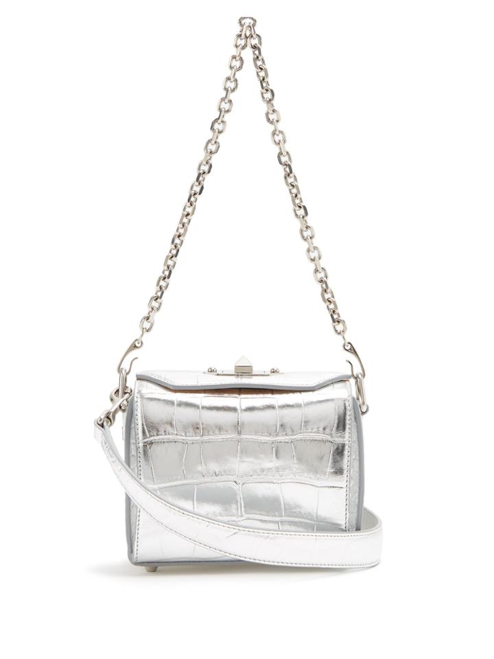 Alexander Mcqueen Box Bag 16 Crocodile-effect Leather Shoulder Bag