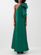 Bernadette - Winnie Bow-shoulder Taffeta Gown - Womens - Dark Green