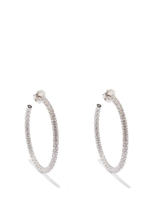 Amina Muaddi - Cameron Large Crystal Hoop Earrings - Womens - Crystal