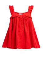Matchesfashion.com Apiece Apart - Emile Ruffle Trim Cotton Top - Womens - Red
