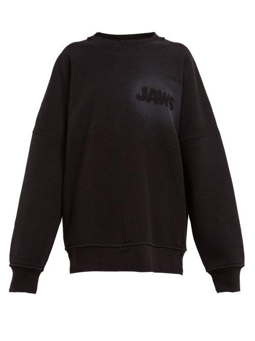 Matchesfashion.com Calvin Klein 205w39nyc - Jaws Raw Hem Cotton Jersey Sweatshirt - Womens - Black