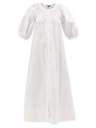 Staud - Vincent Gathered Cotton-blend Poplin Shirt Dress - Womens - White