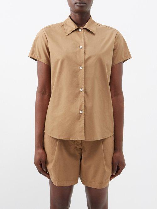 A.p.c. - Marina Cotton-canvas Shirt - Womens - Brown