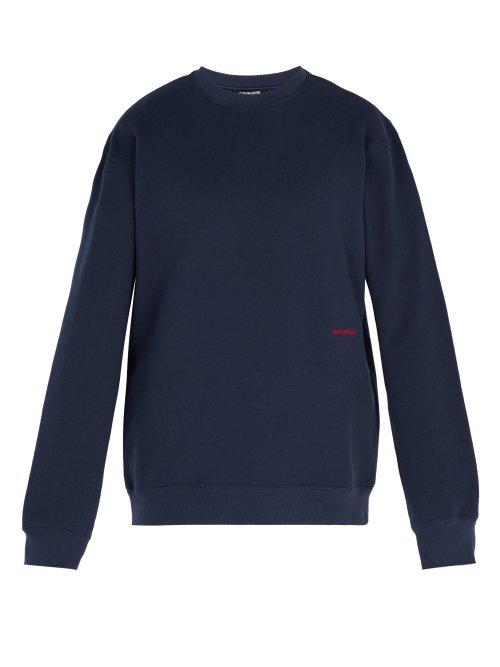 Matchesfashion.com Calvin Klein 205w39nyc - Established Embroidery Cotton Sweatshirt - Mens - Navy