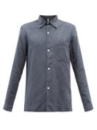Another Aspect - Patch-pocket Organic Cotton-blend Shirt - Mens - Blue