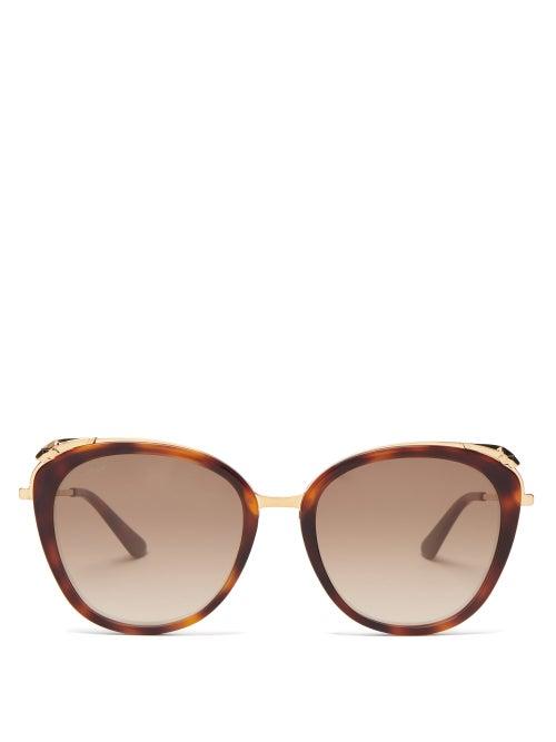 Matchesfashion.com Cartier Eyewear - Core Cat-eye Acetate Sunglasses - Womens - Tortoiseshell