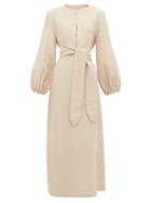 Matchesfashion.com Mara Hoffman - June Belted Waist Cotton Blend Dress - Womens - Light Pink