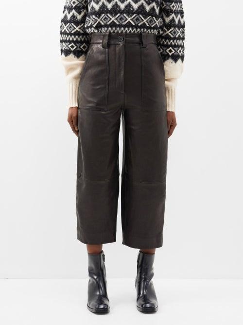 Khaite - Hewey Cropped Leather Trousers - Womens - Black