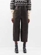 Khaite - Hewey Cropped Leather Trousers - Womens - Black