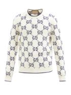 Gucci - Gg-intarsia Cotton Sweater - Mens - Ivory Multi