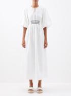 Lee Mathews - Zoe Smocked Cotton-voile Maxi Dress - Womens - White