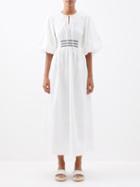 Lee Mathews - Zoe Smocked Cotton-voile Maxi Dress - Womens - White