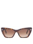 Ladies Accessories Tom Ford Eyewear - Wyatt Cat-eye Tortoiseshell-acetate Sunglasses - Womens - Tortoiseshell