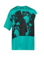 Matchesfashion.com Raf Simons - Displaced Sleeve Photographic Print Cotton T Shirt - Mens - Green