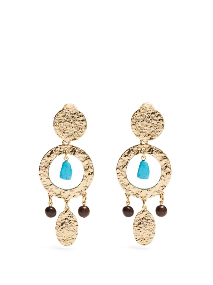 Oscar De La Renta Hammered Disc-drop Clip-on Earrings