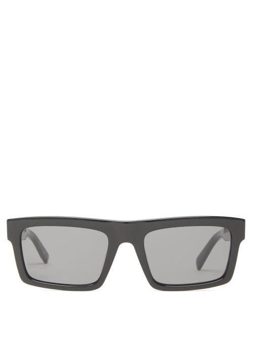 Matchesfashion.com Stella Mccartney - Whipstitched Rectangular Bio Acetate Sunglasses - Womens - Black Gold