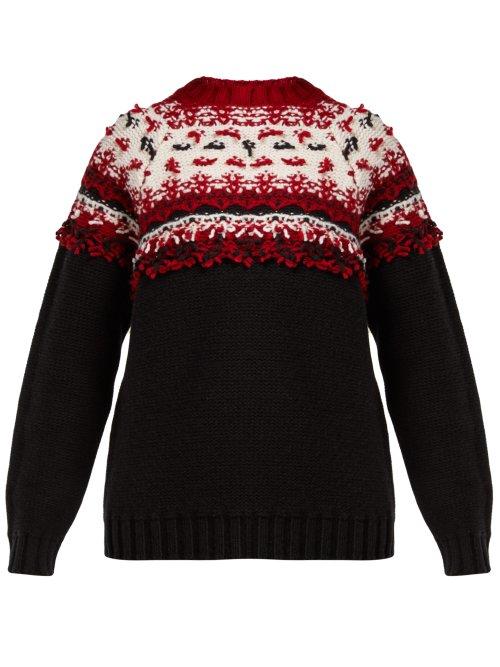 Matchesfashion.com Moncler - Knitted Wool Sweater - Womens - Black Multi