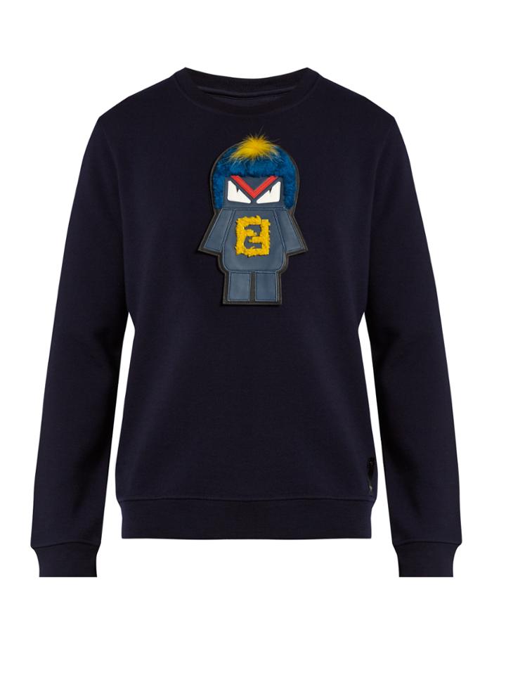 Fendi Piro-chan Appliqu Jersey Sweatshirt