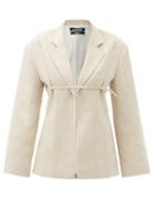 Matchesfashion.com Jacquemus - Sage Single-breasted Belted Linen-blend Jacket - Womens - Light Beige