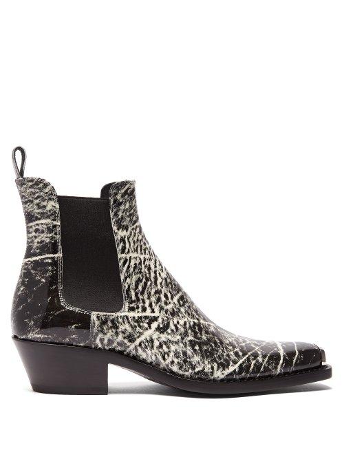 Matchesfashion.com Calvin Klein 205w39nyc - Chris Western Grain Print Leather Boots - Mens - Black