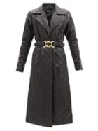 Matchesfashion.com Dodo Bar Or - Sally Belted Quilted-leather Shirt Dress - Womens - Black