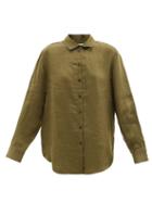 Asceno - Milan Organic Linen Shirt - Womens - Khaki/army