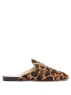 Matchesfashion.com Tod's - Double T Leopard Print Calf Hair Backless Loafers - Womens - Leopard