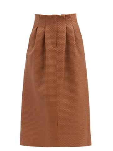 Matchesfashion.com Dodo Bar Or - Tricia Woven-leather Midi Skirt - Womens - Brown