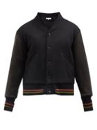 Sasquatchfabrix. - Wa-neck Leather And Wool-blend Bomber Jacket - Mens - Black