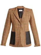 Matchesfashion.com Sonia Rykiel - Leather Pocket Wool Blend Tweed Blazer - Womens - Brown Multi