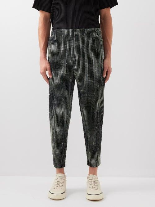 Homme Pliss Issey Miyake - Network Check Technical-pleated Trousers - Mens - Black