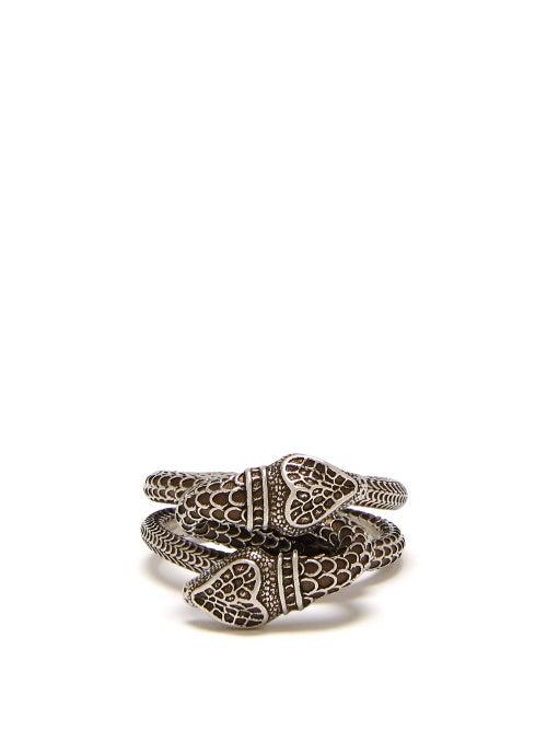 Matchesfashion.com Gucci - Snake Sterling Silver Ring - Mens - Silver