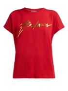 Matchesfashion.com Balmain - Foil Logo Cotton T Shirt - Womens - Red Gold