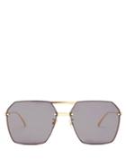 Matchesfashion.com Bottega Veneta - Angular Aviator Metal Sunglasses - Womens - Grey Gold