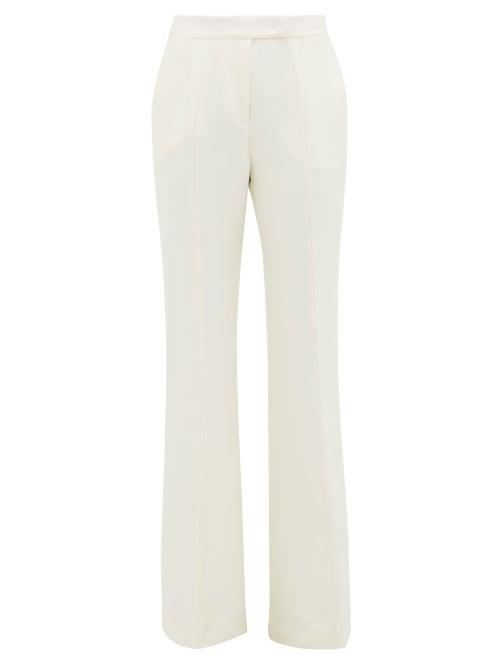 Matchesfashion.com Gabriela Hearst - Leda High-rise Flared Silk-crepe Trousers - Womens - Ivory