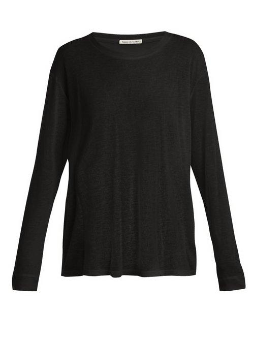 Matchesfashion.com Frances De Lourdes - Marlon Round Neck Cashmere And Silk Blend T Shirt - Womens - Black