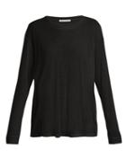 Matchesfashion.com Frances De Lourdes - Marlon Round Neck Cashmere And Silk Blend T Shirt - Womens - Black