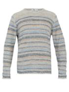 Matchesfashion.com Inis Mein - Striped Melange Linen Sweater - Mens - Blue Multi