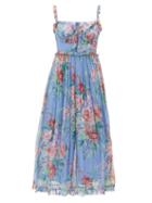 Matchesfashion.com Zimmermann - Bellitude Floral-print Silk-chiffon Midi Jumpsuit - Womens - Blue Print