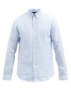 Matchesfashion.com Polo Ralph Lauren - Logo-embroidered Striped Linen Shirt - Mens - Blue White
