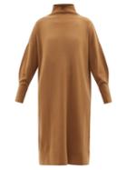 Another Tomorrow - Funnel-neck Cashmere-blend Dress - Womens - Camel