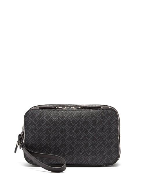 Matchesfashion.com Dunhill - Signature-print Coated Cotton-canvas Pouch - Mens - Black